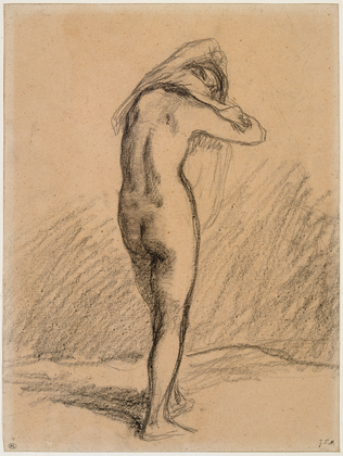 Jean-François Millet - Femme nue, debout et vue de dos, mettant sa chemise