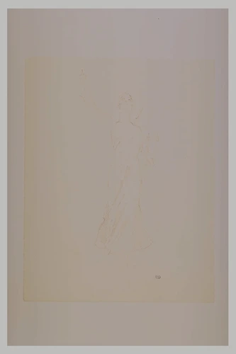 Femme Drapee Volant, Tenant Une Lyre Drawing by Pierre Puvis De