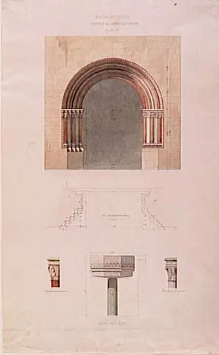 Victor Ruprich-Robert - Saint-Martory, détails de l'église, portail, élévation e...