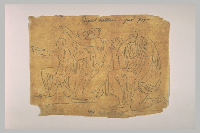 Eugène Guillaume - Groupe de personnages drapés à l'antique, implorant