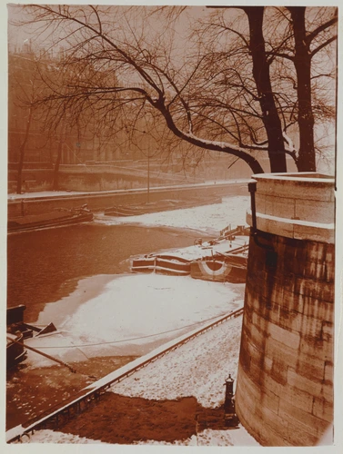 Charles Augustin Lhermitte - Paris, la Seine et ses quais sous la neige