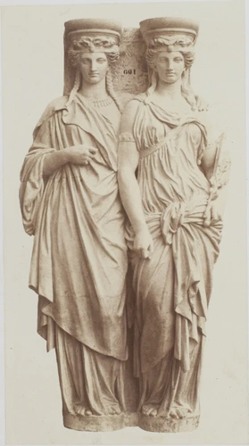 Edouard Baldus - Cariatides, d'Astyanax Bosio, décor du palais du Louvre, Paris