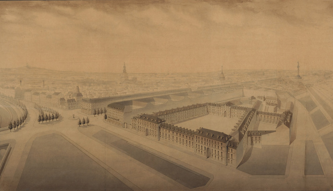 Marcellin Varcollier - Caserne des Célestins à Paris, vue prise à vol d'oiseau
