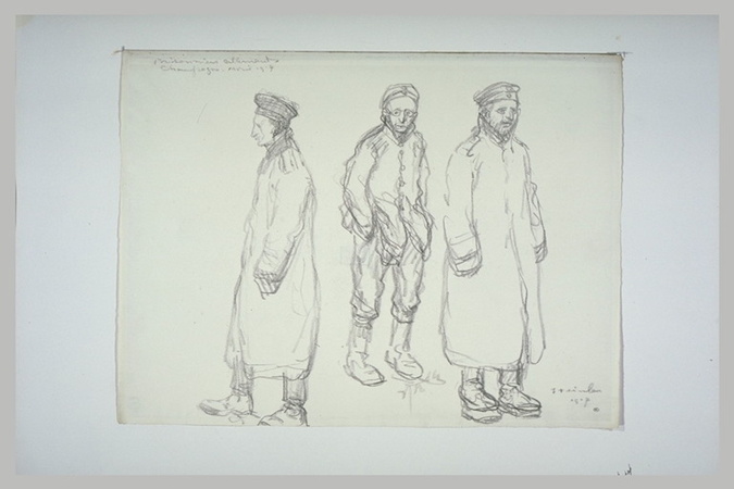 Théophile Alexandre Steinlen - Trois prisonniers allemands, en Champagne
