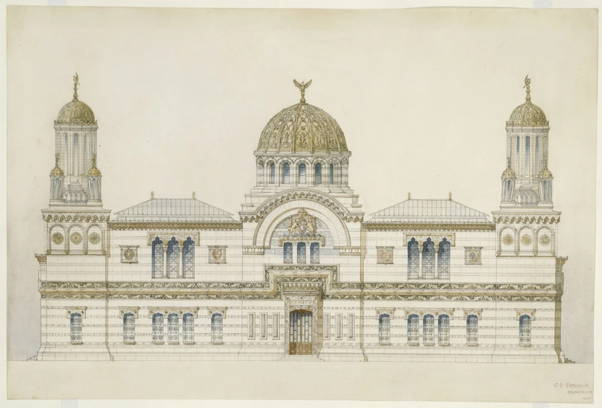 Projet pour l'Exposition universelle de 1900, pavillon roumain, élévation - Jean-Camille Formigé