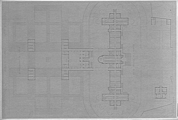 Juste Lisch - Plan du soubassement de l'hospice général et de l'asile d'aliénés ...