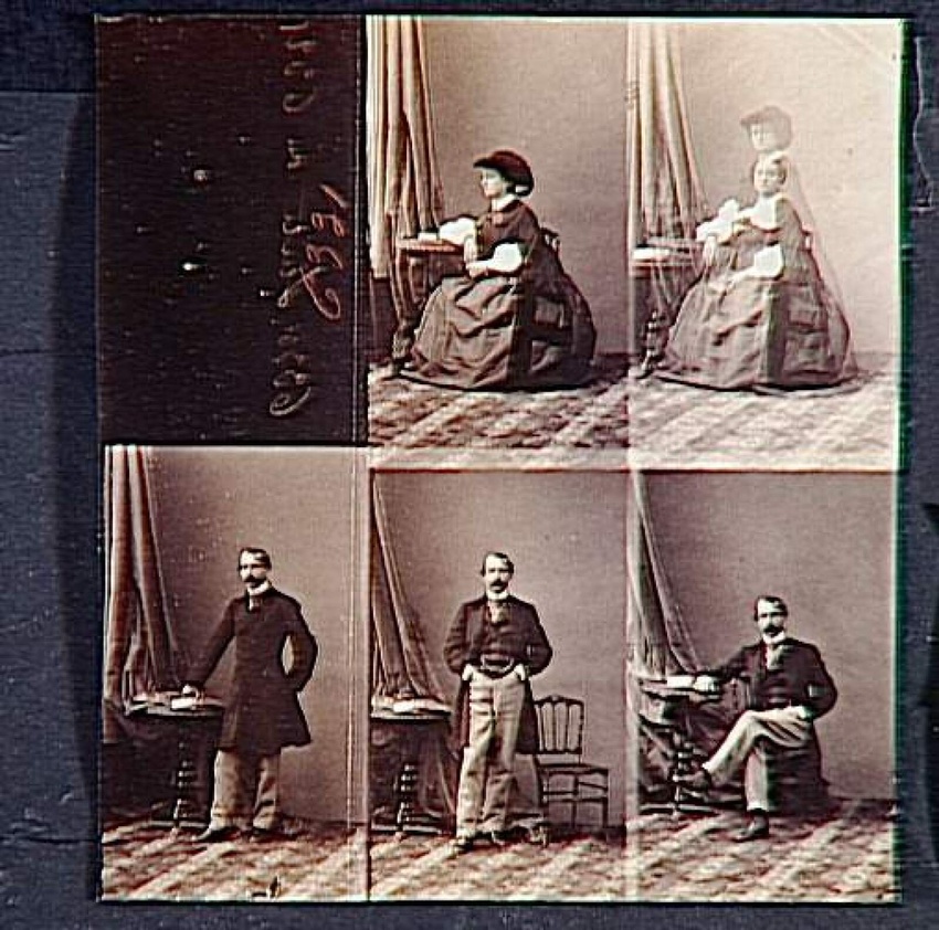 André Adolphe Eugène Disdéri - M. et Mme Miligan en cinq poses, deux de madame e...