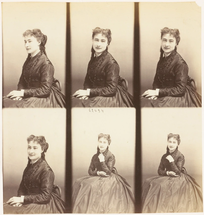 Mlle Marie Guérin assise, en six poses - André Adolphe Eugène Disdéri