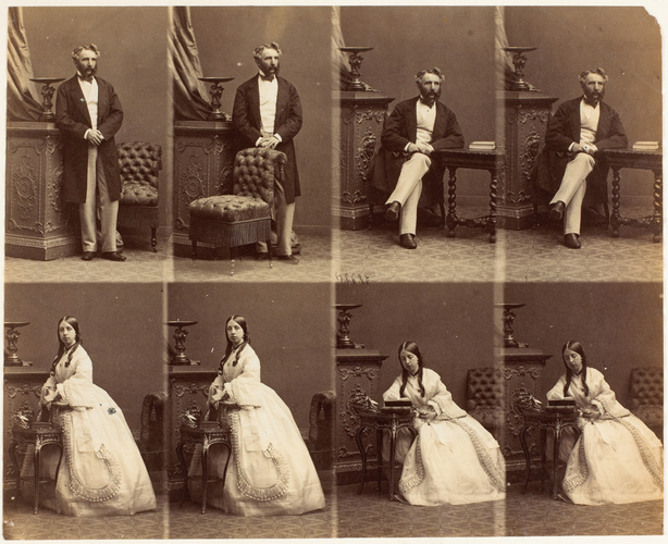 André Adolphe Eugène Disdéri - M. et Mme Purefoy en huit poses, quatre de madame...