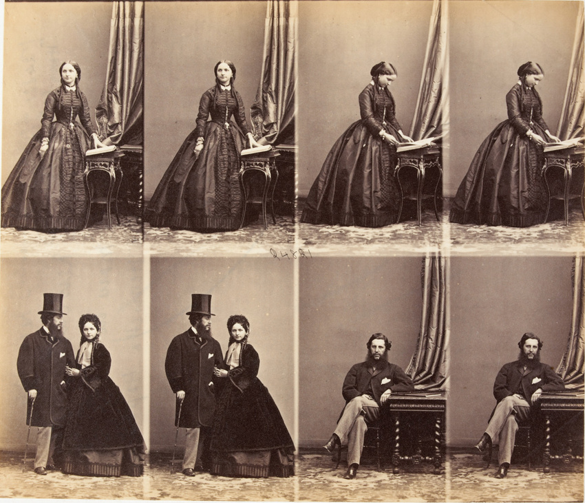 André Adolphe Eugène Disdéri - Comte et Comtesse de Lincoln en huit poses, quatr...