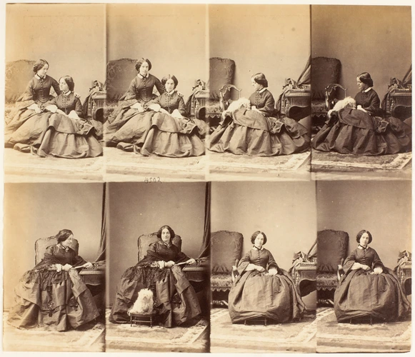 André Adolphe Eugène Disdéri - Lady Nugent et deux jeunes femmes en huit poses