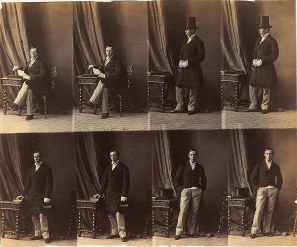 André Adolphe Eugène Disdéri - Mr. W. J. K. Cravin en huit poses, deux assis, si...