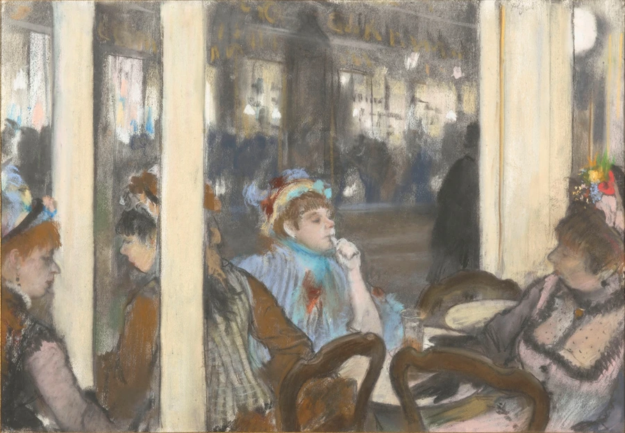 pastel, Edgar Degas, Femmes à la terrasse d'un café le soir, en 1877