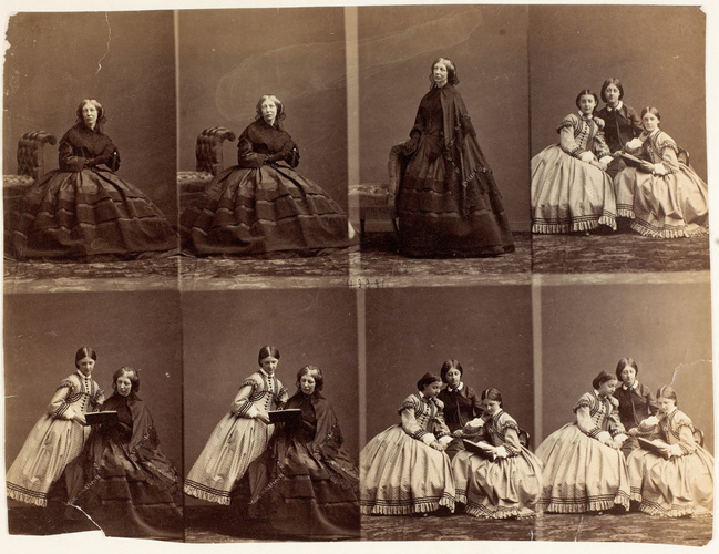André Adolphe Eugène Disdéri - Mme. Ritchy et trois jeunes filles en huit poses,...
