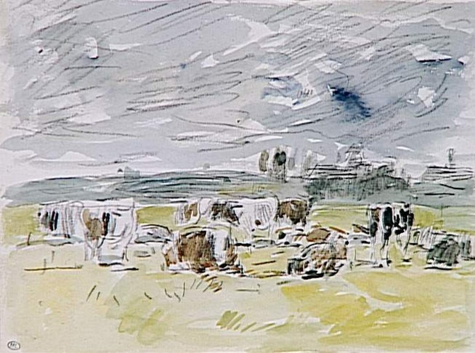 Eugène Boudin - Troupeau de vaches dans une prairie