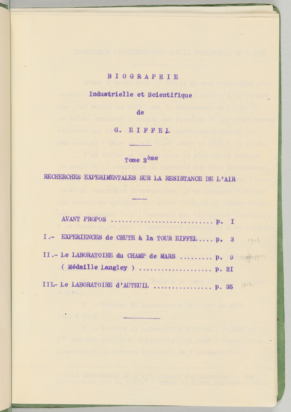 Gustave Eiffel - Biographie scientifique et industrielle. Résistance de l'air