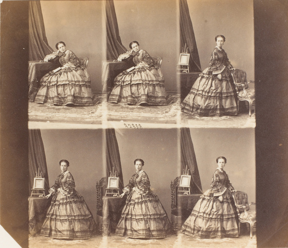 André Adolphe Eugène Disdéri - Mlle. Waley en six poses, deux assise, quatre en ...