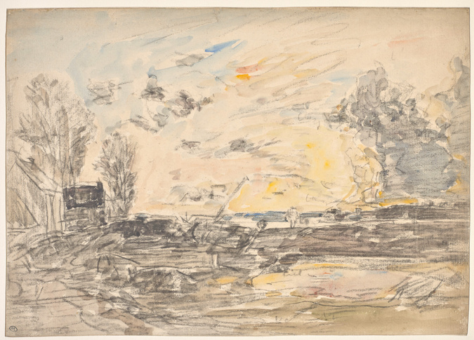 Eugène Boudin - Paysage au soleil couchant
