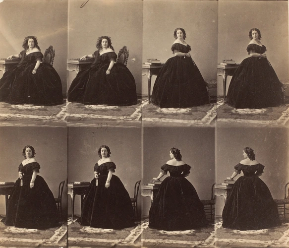 André Adolphe Eugène Disdéri - Princesse de Polignac en huit poses, deux assise ...