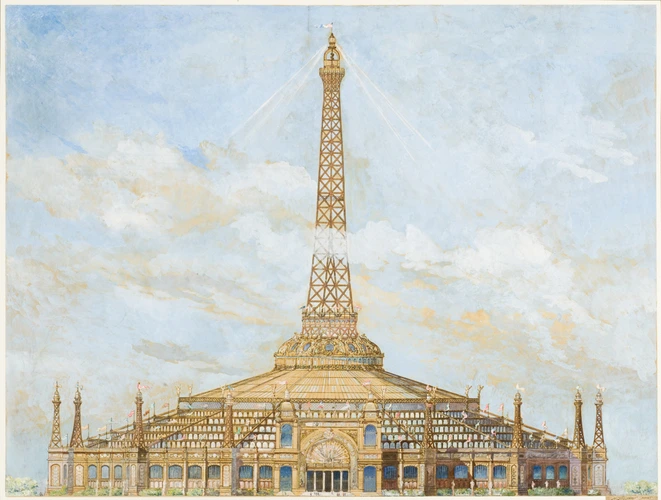 Henri Toussaint - Projet d'habillage de la Tour Eiffel pour l'Exposition univers...