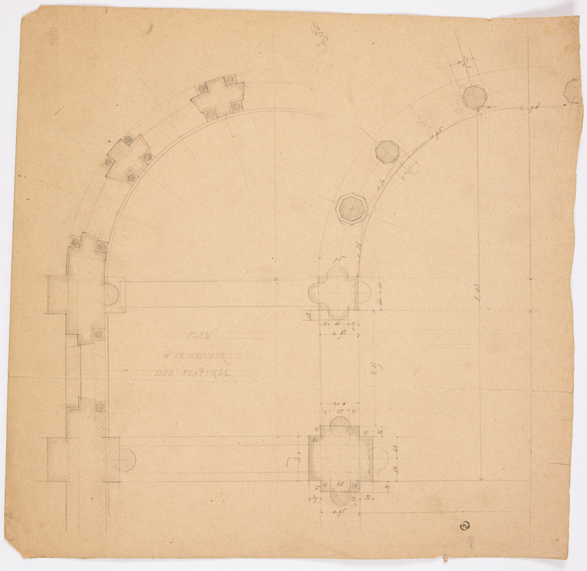 Juste Lisch - Eglise de Saint-Benoît-sur-Loire, plan à la hauteur des fenêtres