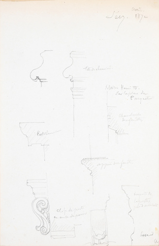 Victor Ruprich-Robert - Sécy, maison sur la place du parquet cheminée, entableme...