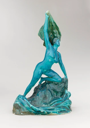 Pierre Delbet - Statuette féminine nue bleue