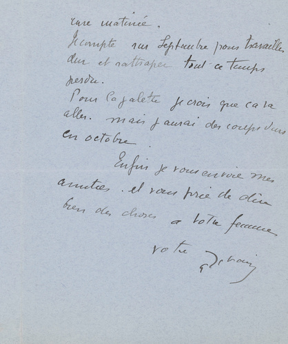 André Derain - Correspondance manuscrite : André Derain à Paul Guillaume
