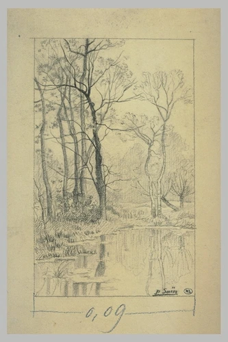 Paul Saïn - Etang bordé d'arbres