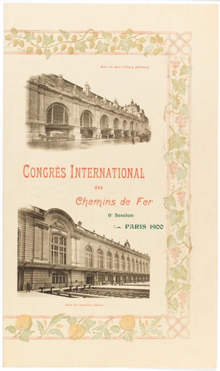 Anonyme - Menu du banquet du Congrès international des Chemins de fer, Paris, 19...