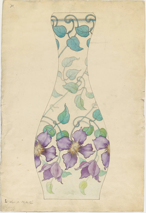 Théophile Soyer - Modèle de décor pour un vase, passiflore?
