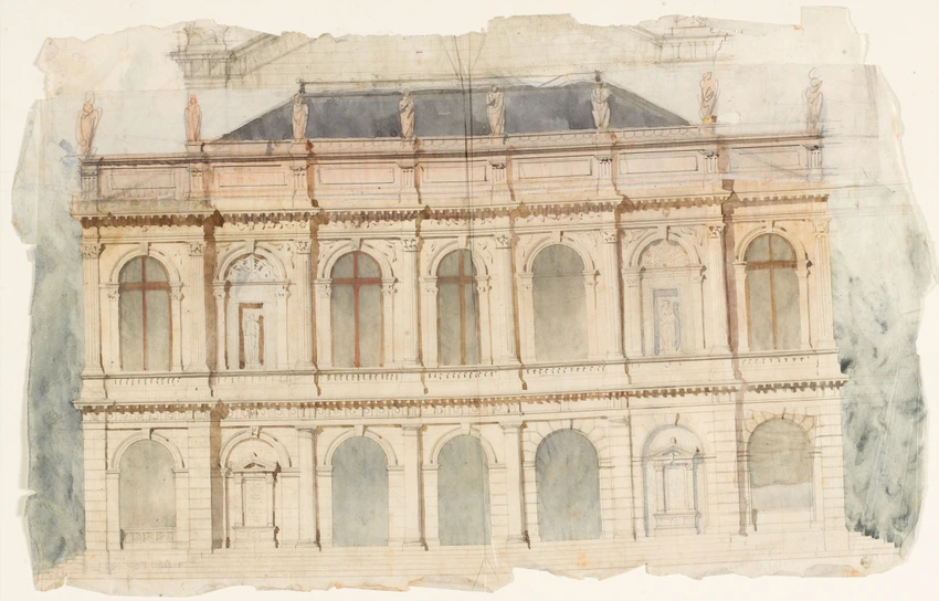 Un théâtre, élévation de la façade principale - Alphonse Gosset