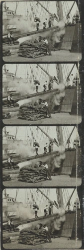 Auguste Lumière - Plaque 3, film 34, déchargement d'un navire, Barcelone