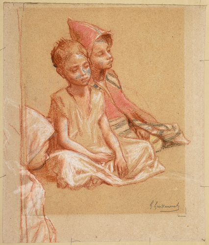 Gustave Guillaumet - Deux enfants assis en tailleur