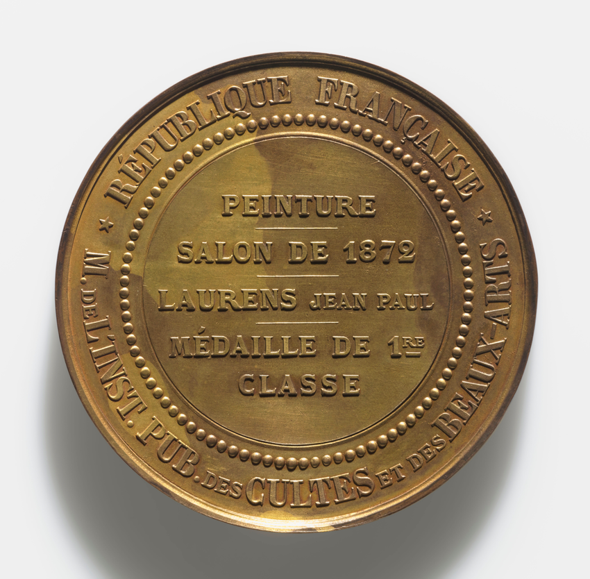 Médaille de récompense du Salon de 1872, décernée au peintre Jean-Paul  Laurens - Bertrand Andrieu