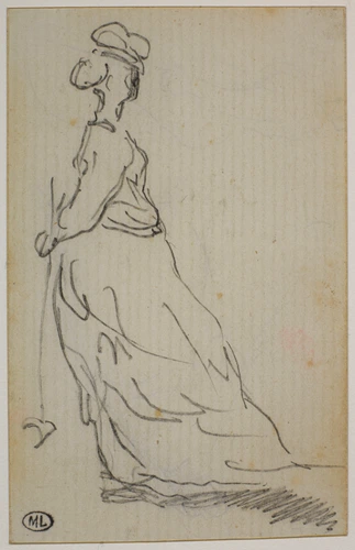Edouard Manet - Femme debout, coiffée d'un chapeau, tenant un maillet de croquet