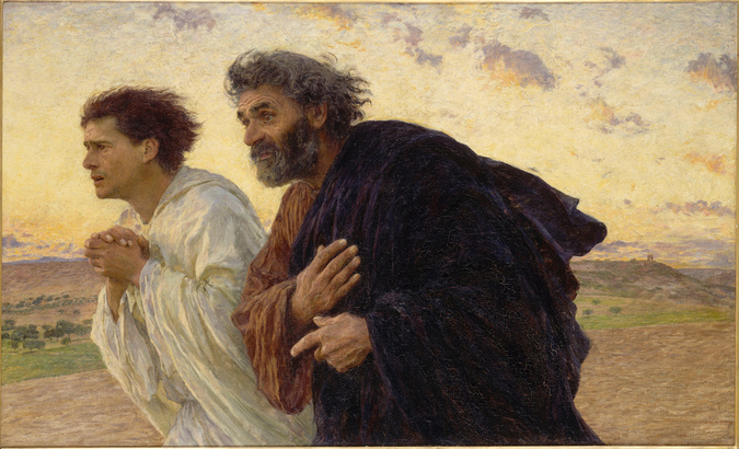 Eugène Burnand - Les Disciples Pierre et Jean courant au Sépulcre le matin de la...