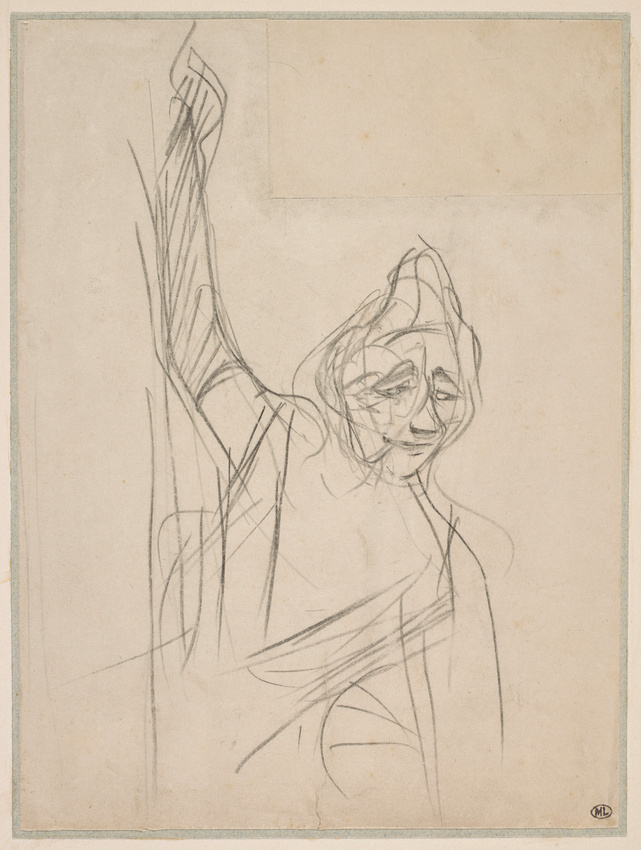 Henri de Toulouse-Lautrec - Yvette Guilbert saluant le public, bras droit levé a...