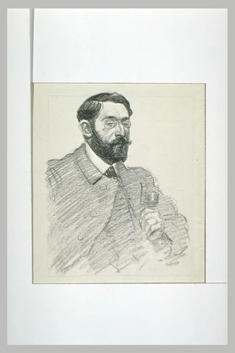 Théophile Alexandre Steinlen - Henri Rivière en buste, de trois quarts à droite,...
