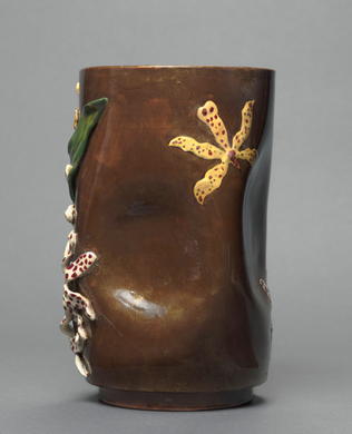 Vase à décor d'orchidées en haut-relief - Emile Gallé