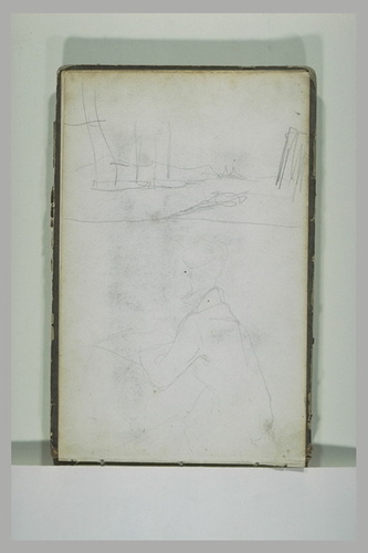 Johan Barthold Jongkind - Paysage avec des bateaux ; figure lisant, vue de dos