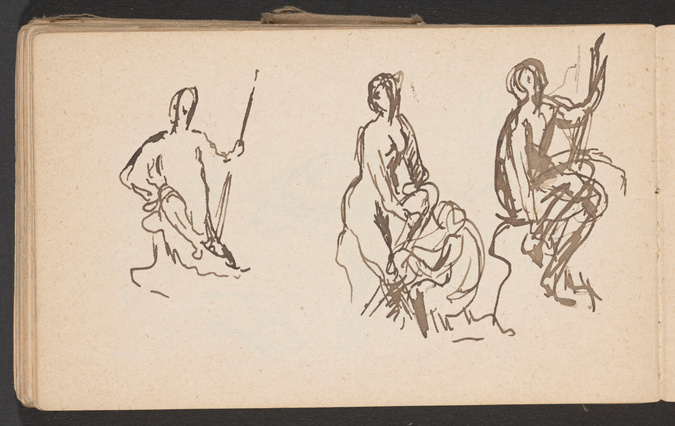 Henri Chapu - Trois études d'une figure assise sur un socle