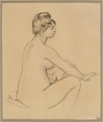 Auguste Renoir - Femme nue assise, de profil à droite, s'essuyant le bras