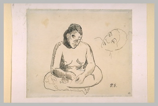 Paul Gauguin - Femme nue assise et étude de tête