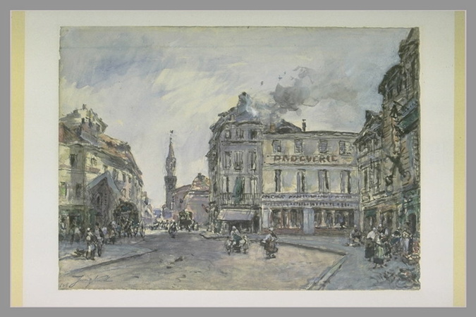 Johan Barthold Jongkind - Vue d'une place à Avignon avec une droguerie