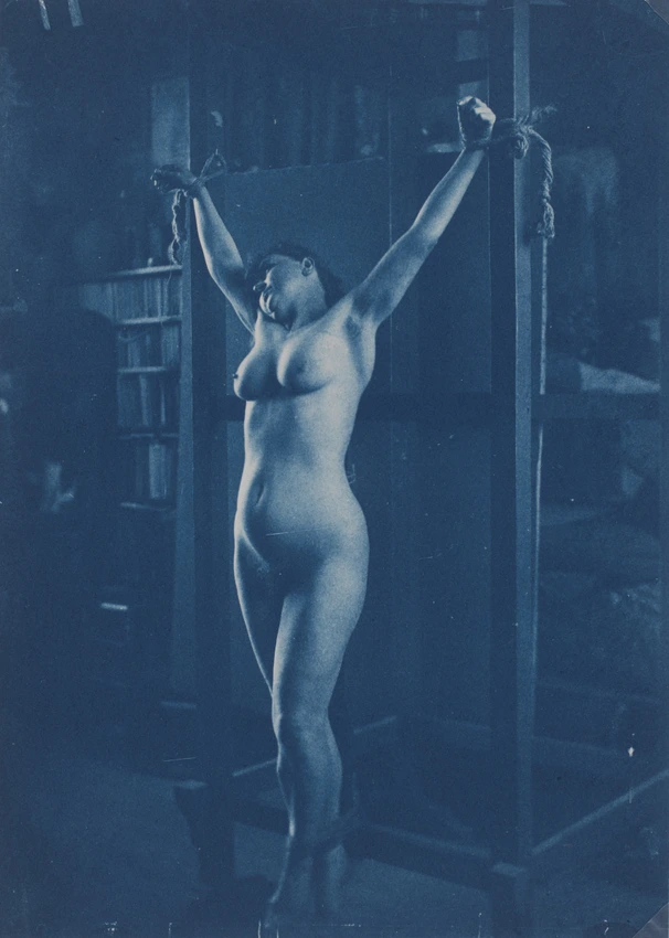 Femme nue de trois-quarts face, attachée bras levés - Charles-François Jeandel