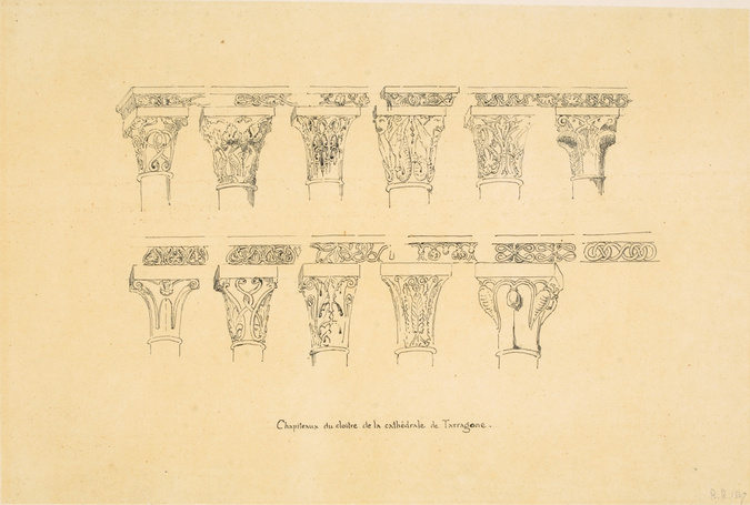 Victor Ruprich-Robert - Cathédrale de Tarragone, détail des chapiteaux du cloîtr...
