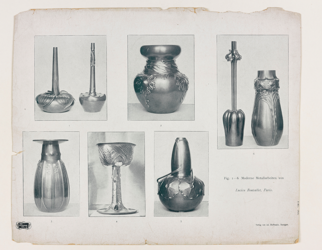 Lucien Bonvallet - Sept vases à décor végétal et un calice à décor de pommes de ...