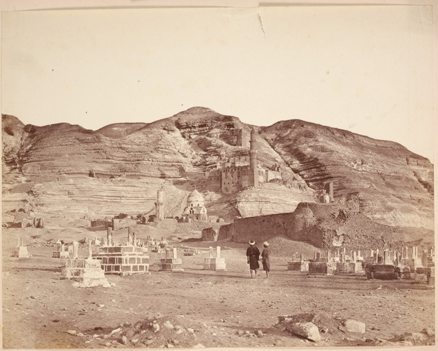 Anonyme - Ruines avec deux personnages au pied d'un plateau