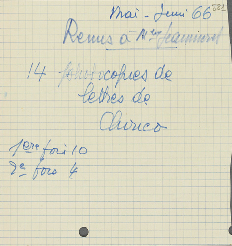 Anonyme - Remis à Meur [me?] Jeanneret